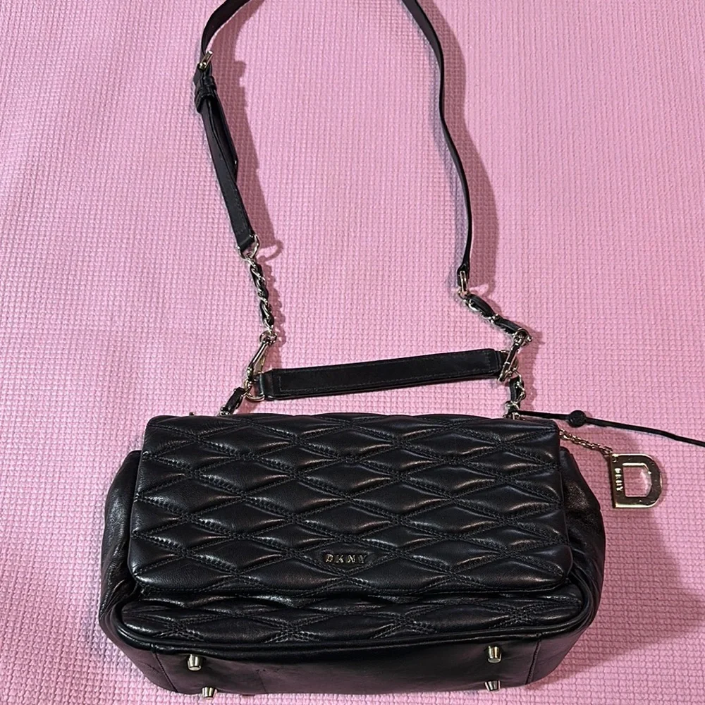 DKNY Slouchy Quilted Women's Crossbody Shoulder Soft Lamb Leather Snap Handbag